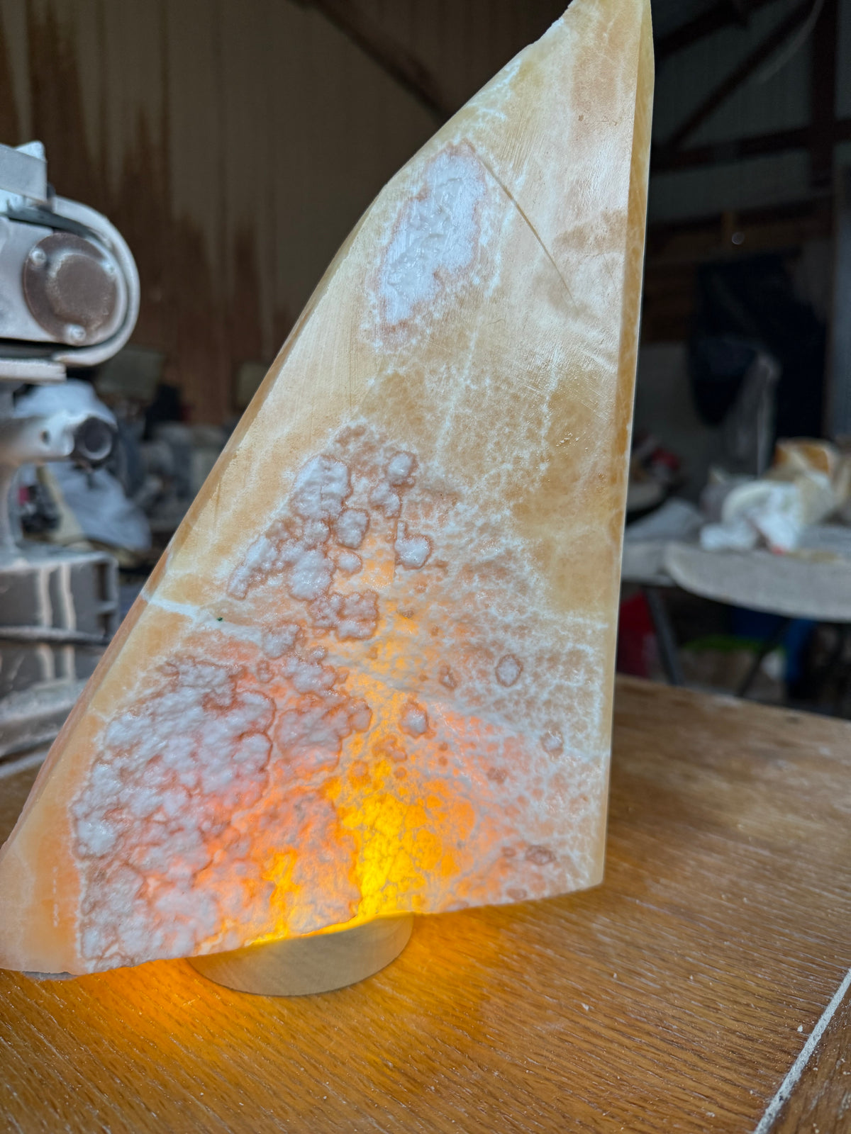 Honeycomb calcite glow lamp