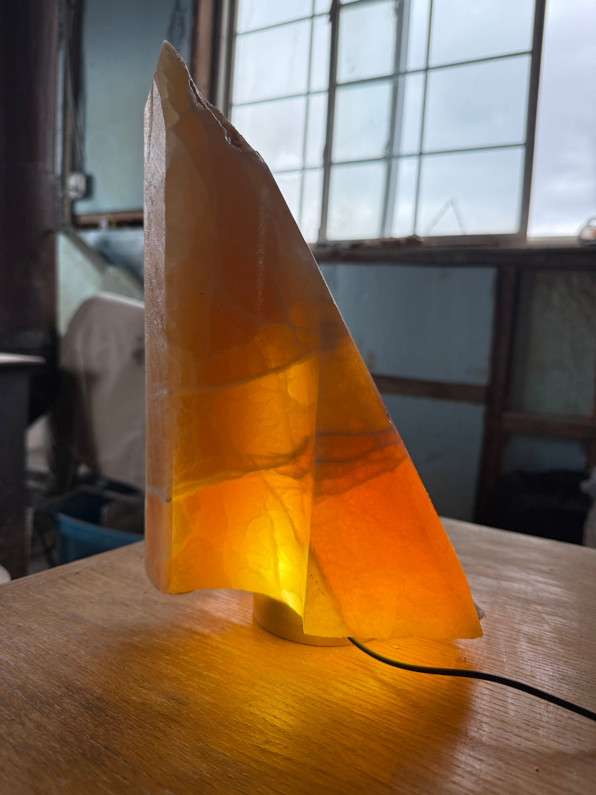 Honeycomb calcite glow lamp